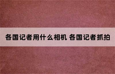 各国记者用什么相机 各国记者抓拍